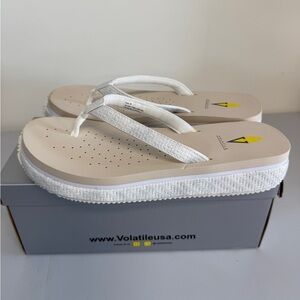 Volatile Women’s White Metallic Untamed Flip Flops Size 10